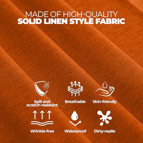 Decorelia Waterproof Round Tablecloth for Round Dining Table, Decorative Rustic Soft Wipeable Table Cloths Cover Indoor Outdoor Use for Holiday,Wedding, Kitchen (70 Inch,Round (4-6 Seats),Rust) - Image 5