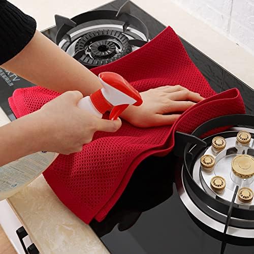 Homaxy 100% Cotton Waffle Weave Kitchen Dish Towels 4-Pack, Red - Image 5