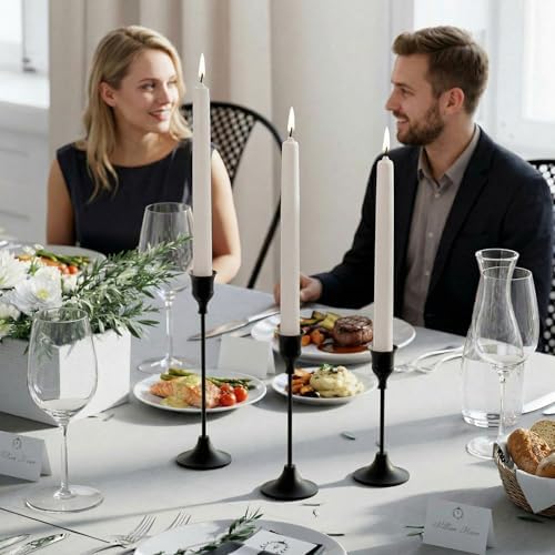 NLBTW Black Candlestick Holders, Metal Taper Candle Holder, Set of 3 - Image 2