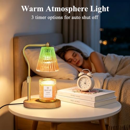 seenlast Green Gold Candle Warmer Lamp with Timer Dimmer Adjustable Height,Mothers Day Gifts,Electric Wax Warmer Vintage Home Decor for Scented Jar Candles,Birthday Gifts for Women - Image 4