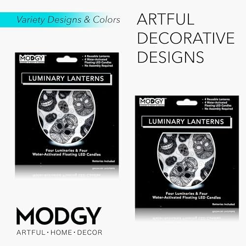 MODGY Luminary Lanterns Candle Holder Decorative Indoor Outdoor Decor, Lanterns for Wedding Centerpiece Decoration Outside Patio, with Flameless Floating LED Candles, Skoup Pack of 2 - Image 5