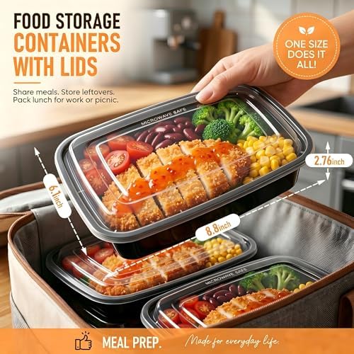 50 Pack 38OZ Meal Prep Containers Reusable Food Leftover Storage Containers - Image 2
