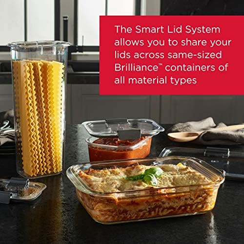 Rubbermaid Brilliance Glass Food Storage set of 4 containers 8 total pieces (4 containers + 4 lids) for Lunch Meal Prep and Leftovers Dishwasher and Oven Safe Clear/Grey - Image 4