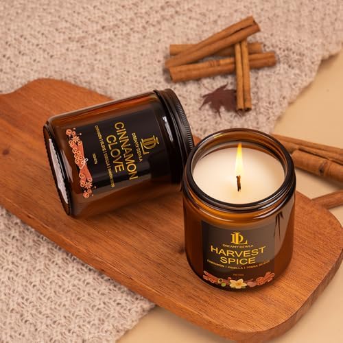 DL DREAMY DEWLA Fall Candle, Cinnamon Clove Scented for Home, 7oz Soy Wax - Image 6