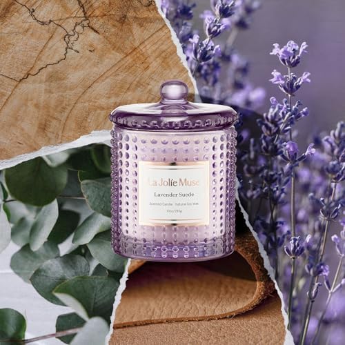 LA JOLIE MUSE Lavender Suede Scented Candles for Home, Natural Soy 55 Hrs - Image 2