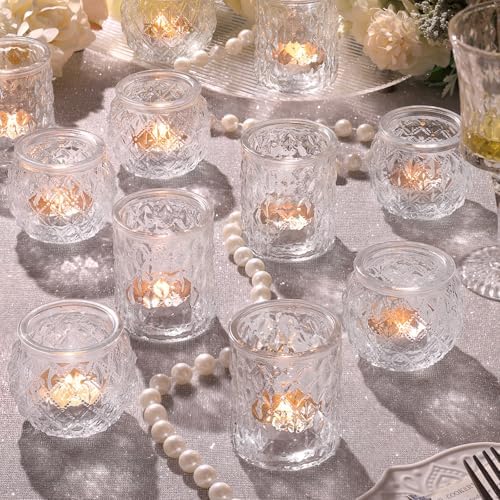 NITIME 12Pcs Assorted Votive Candle Holders for Wedding Centerpiece, Clear Tea Light Candle Holders, Glass Candle Holder for Table Centerpiece, Home and Party Decorations by NITIME