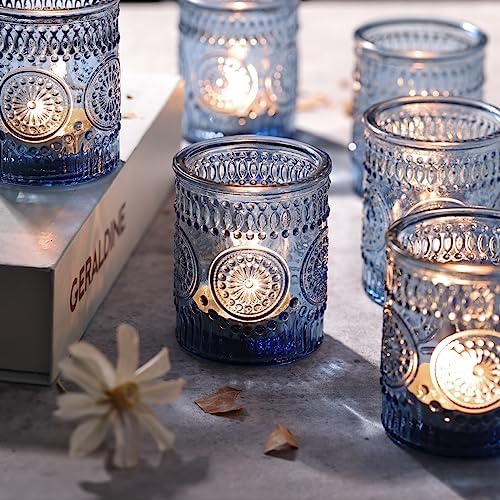 DARJEN Blue Votive Candle Holders Set of 36 - Votive Candle Holders Bulk, Glass Candle Holder for Party Decoration, Tea Lights Candle Holders for Wedding - Image 3