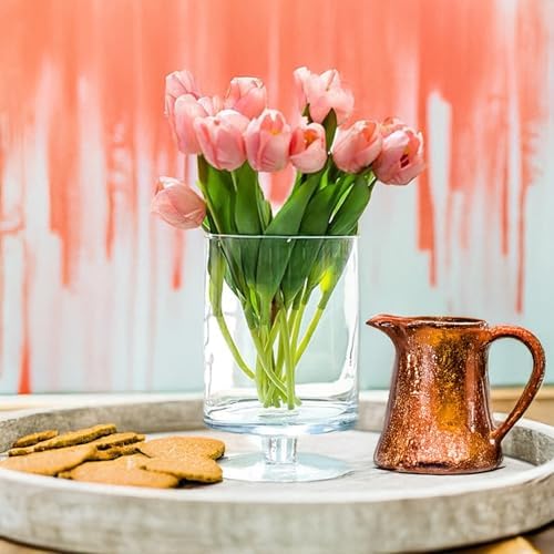 WGVI Clear Glass Pedestal Hurricane Candle Holder, 4.65"W, 7.9"H, Decorative Vase for Pillar Candles, Short Stemmed Candleholder Cylinder, Tabletop Centerpieces, Home Décor, Elegant Design, 6 Pieces - Image 6