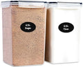 Extra Large Flour and Sugar Storage Containers 6.5L/220 Fl. oz; Set of 2 Plastic Bulk Airtight Food Storage Rice Containers With Lids - Kitchen Pantry Organizer and Storage Canisters, Marker & Labels by DW%C3%8BLLZAKITCHEN