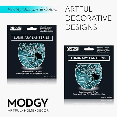 MODGY Luminary Lanterns Candle Holder Decorative Indoor Outdoor Decor, Lanterns for Wedding Centerpiece Decoration Outside Patio, with Flameless Floating LED Candles, EEK! Pack of 2 - Image 5