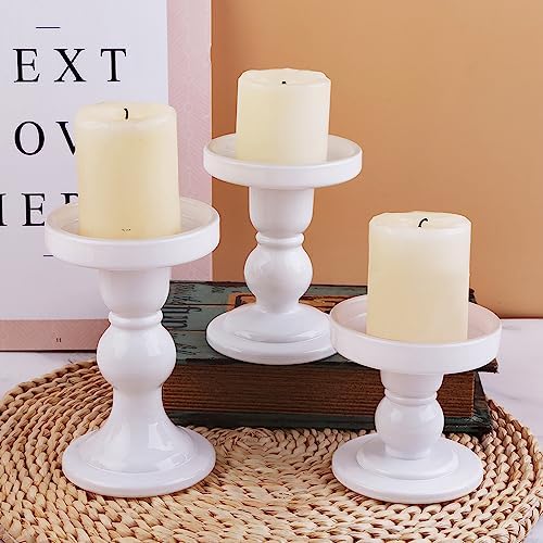 6-Piece Set of White Glass Candlestick, Crystal Candlestick Holder Holder and Conical Candle, Christmas Candle Holder Decoration, Family Living Room Wedding Candle Holder (white2sets) - Image 5