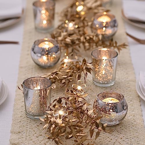 LETINE Silver Votive Candle Holders Set of 36 - Speckled Mercury Silver Glass Candle Holder Bulk - Ideal for Valentine's Day Decorations Indoor，Spring&Summer Wedding Centerpieces，Home Decor - Image 2