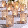 DEVI 24pcs Gold Glass Votive Candle Holders, Wedding Decorations, Gold Centerpieces for Tables, Bridal Shower Fall Party Home Table Decor by DEVI