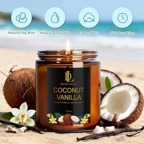 6 Pack Scented Candles Set, 42oz 300 Hour Long Lasting Candle, Soy Candles for Home Scented, Scents of Coconut Vanilla/Pineapple Cocktail/Sicilian Lemon/Pink Sands/Bahama Breeze/Vanilla Ice Cream - Image 2