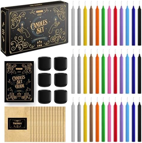 Wyspell 36 Colored Spell Candles Set | 5" x 1/2" | Witchcraft & Decor by WYSPELL