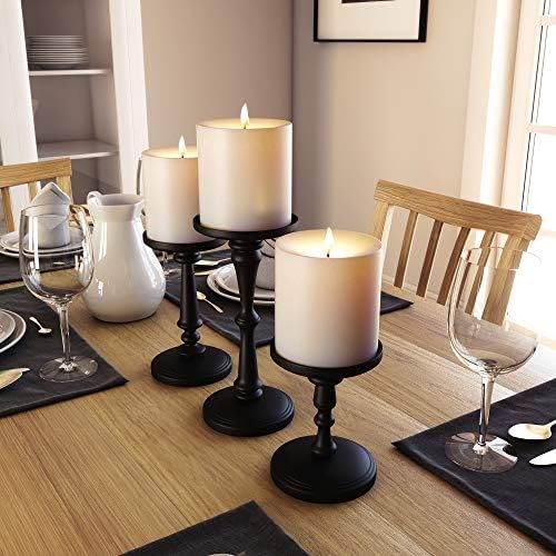 Candle Holders Set of 3 Matte Black, 6, 8,10" Tall Metal for Pillar Candles - Image 5