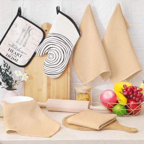Homaxy 100% Cotton Waffle Weave Kitchen Dish Cloths 24-Pack, Apricot - Image 6
