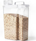 Komzon Rice Storage Containers 20lb, Airtight Cereal Containers Storage, with Pouring Spout Portable Handle for Flour, Pasta, Grain and Baking, Pet Dog Cat Bird Food Container White by Komzon