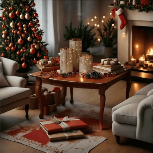 Starry Night Hurricane Candleholders with Warm LED Lights & Remote Timer, Elegant Twinkling Decorative Centerpieces for Wedding, Dining Table, Living Room, Mantel Décor, Set of 3 (White) - Image 4