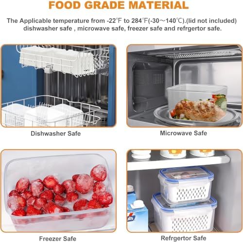 2pcs 4 in 1 Fruit Storage Containers for Fridge with Removable Colanders - Image 6
