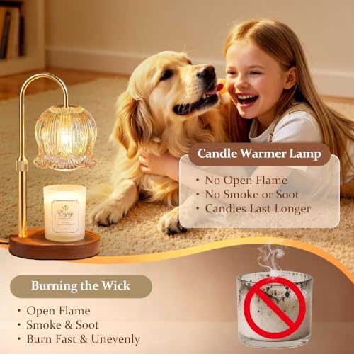 Candle Warmer Lamp with Timer, Adjustable Height, Golden - Image 4