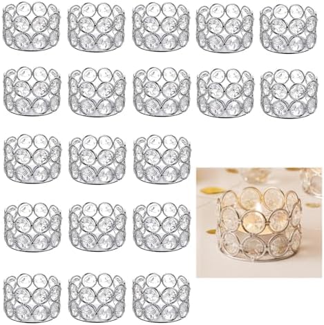 Silver Crystal Tealight Candleholders - Pack of 20 Tea Lamp Candle Holders by Lovecat