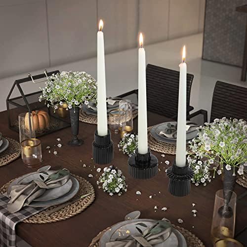 Vixdonos Taper Glass Candlestick Holders Tealight Candle Holders for Table Centerpieces, Wedding Decor and Dinner Party (3 Pcs, Black) - Image 4