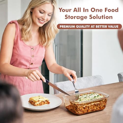 Razab 2 Pcs 1860ml / 63 Oz Large Glass Food Storage Containers with Lids - Glass Meal Prep Containers with Locking Lids for Roasting, Storing Leftover, Lunch Container, BPA Free, Microwave & Oven Safe - Image 6