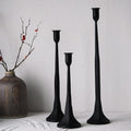 Denique Iron Taper Candle Holder Set of 3, Black Candlestick Holders Decorative Candle Stand, Tapered Candle Holders Tall Set for Wedding, Dining Table, Home Decoration (Black) by Denique