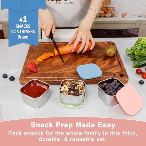 Caperci 3-Pack Stainless Steel Snack Containers with Silicone Lids - 8oz Leak-Proof Small Food Containers for Snacks Condiments - Large Salad Dressing Containers, Reusable & BPA-Free - Image 3
