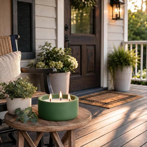 Viyffo 20oz Large Citronella Candles Outdoor, 3 Wick Citronella Candle Indoor, Non Toxic Soy Candles, Matte Green Ceramic Jar Candle for Patio, Porch, Backyard, Deck, Garden & Camping, Fall Decor - Image 4