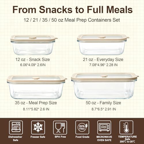 Multi-Size Glass Food Storage Containers with Glass Lids, 4 Pack - Image 2