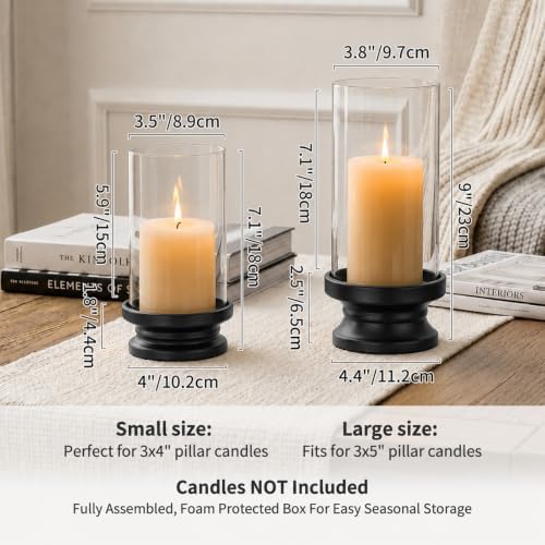 NUPTIO Hurricane Candle Holder for Pillar - Set of 2 Black - Image 3