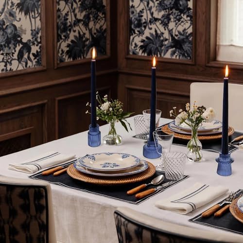 Vixdonos Glass Candlestick Holders Tealight Candle Holders for Table Centerpieces, Wedding Decor and Dinner Party (3 Pcs, Dark Blue) - Image 5