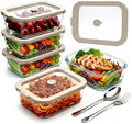35 oz Glass Food Storage Containers with Glass Lids, 5 Pack, Airtight by Encheng