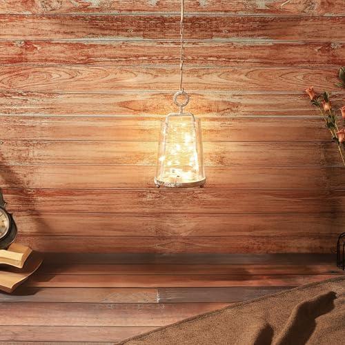 wakutwaku 4" Wide Modern Farmhouse Metal Hurricane Candle Holder with Handmade Sturdy Glass Sleeve in Vintage White for 2" Pillar Candle & Plants, Glass Hurricane Lantern, Industrial, Minimalistic - Image 6