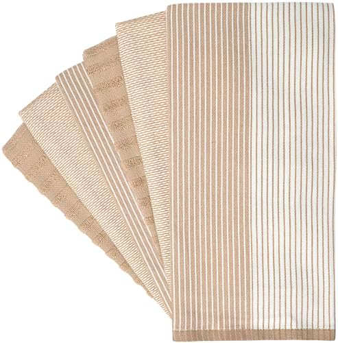 Premium Kitchen Towels 6 Pack 100% Cotton, 20"x28" Dish Towels - Tan - Image 4