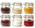 ComSaf Small Ribbed Glass Jars with Airtight Lids 17 oz 6 Pack Wide Mouth by ComSaf