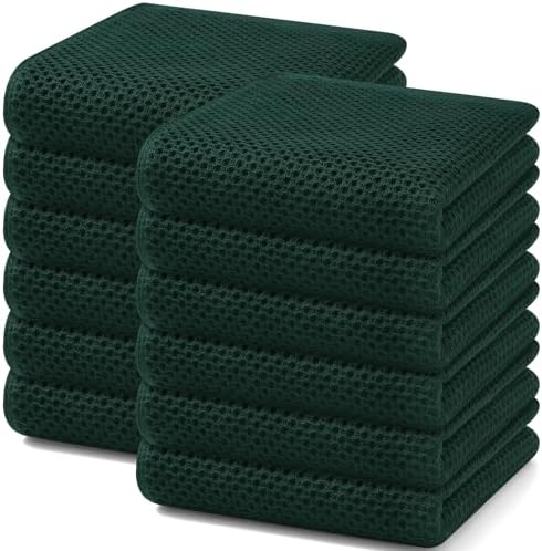 Homaxy 100% Cotton Waffle Weave Kitchen Dish Towels 12-Pack, Blackish Green by Homaxy