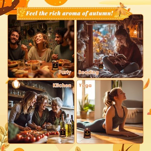 DL DREAMY DEWLA Fall Candles Set for Home Scented, 4 Pack 28oz, Soy Wax - Image 3