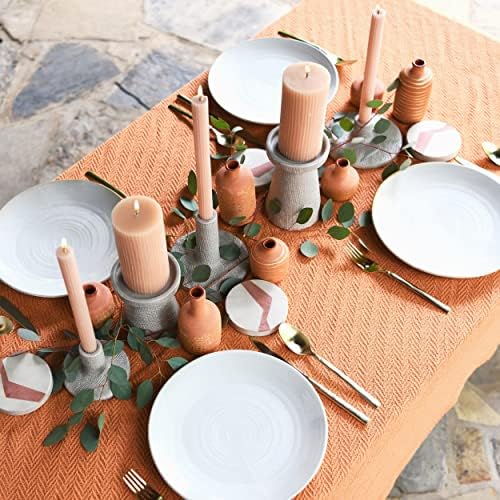 Main + Mesa Stoneware Pillar & Taper Candle Holders, Set of 2 - Image 3