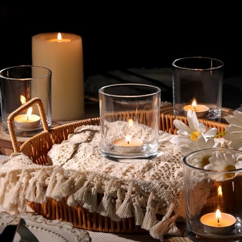 DARJEN 6 Pcs Large Clear Votive Candle Holder Tea Light Candle Holder Glass - Image 5