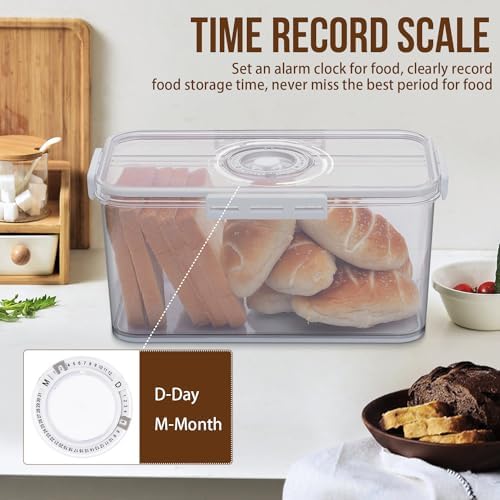 Gifhomfix Bread Box Bread Boxes for Kitchen Counter Airtight, Time Recording Bread Storage Container with Lid, Bread Keeper for Homemade Bread, Toast, Bagel, Donut and Cookies, LARGE White - Image 5
