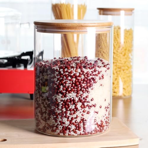 Set of 2 Large Glass Food Storage jar, 100 FL OZ (3000ml) Glass Flour Canister with Airtight Bamboo Lids for Kitchen Corner, BPA-Free Flour Container for Sugar, Ground Coffee, Rice and Dry Food - Image 5