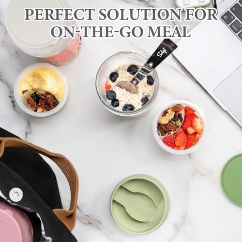 SOLIGT 2 Pack Overnight Oats Containers with Lids (Oat White/Rose Pink) - Image 5