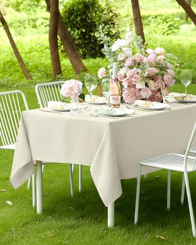 Pureegg Rectangle Linen Tablecloth Waterproof & Stain Resistant, Wrinkle-Free Table Cloth Adds Elegance and Protection, Ideal for Dining, Party, Wedding and Outdoor, 60 x 84 Inch, Cream, Ivory - Image 7