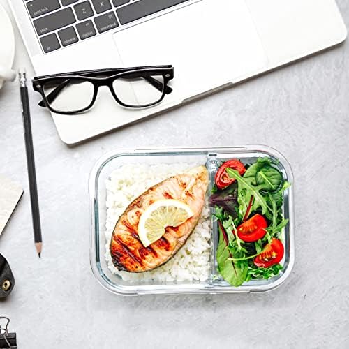 M MCIRCO 5 Pack,36 oz, 2 Compartments Glass Meal Prep Containers with Lids - Image 5