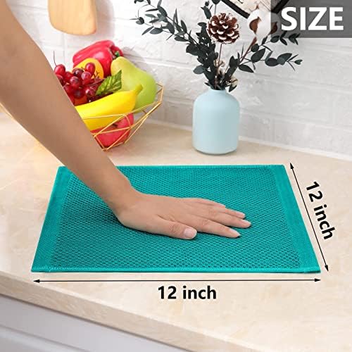 Homaxy 100% Cotton Waffle Weave Kitchen Dish Cloths 18-Pack, Teal - Image 5