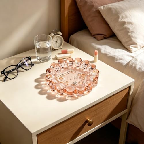 Chic Orange Bubble Glass Candle Dish – Modern Clear Glass Candle Holder for Tealights & Diffusers, Decorative Tray for Home & Tabletop Decor（1 Pack） - Image 5