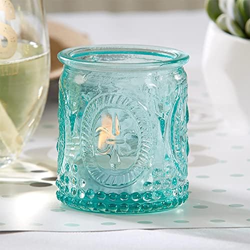 Kate Aspen Vintage Blue Glass Tealight & Votive Candle Holders (Set of 8), Farmhouse Decor, Room Decoration, Shelf Decor by KateAspen